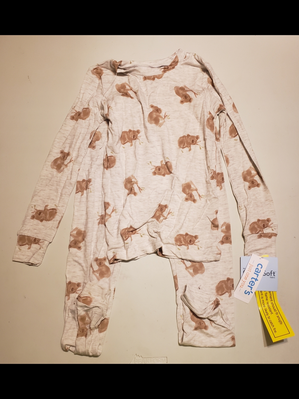 Carter's Cream and Brown Koala Print Kids Pajama Set